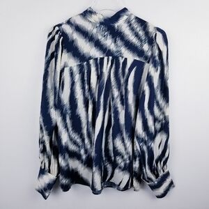 NWOT Maison d'Amelie Navy & Ivory Blouse size Medium